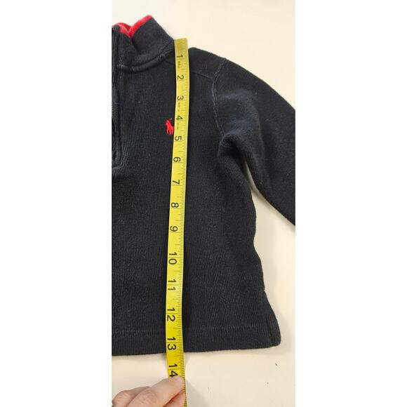 Polo size 2T black red 1/4 zip pullover knit sweater warm preppy boys winter - Picture 6 of 7